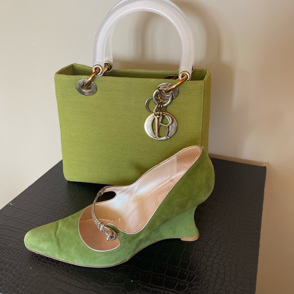 Vintage CHRISTIAN DIOR GREEN LADY DIOR BAG - Picture 1 of 11